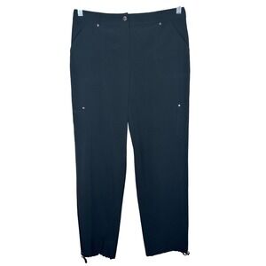 Zenergy‎ By Chico's Black Flat Front Toggle Hem lightweight Long Pants Size M